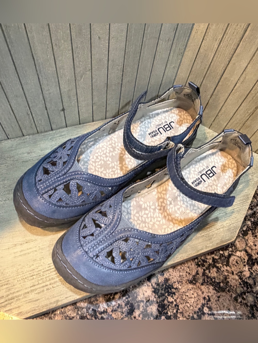 Jambu Cornflower Blue Cutout Mary Jane Flats with Adjustable Strap 9W - Picture 4 of 9